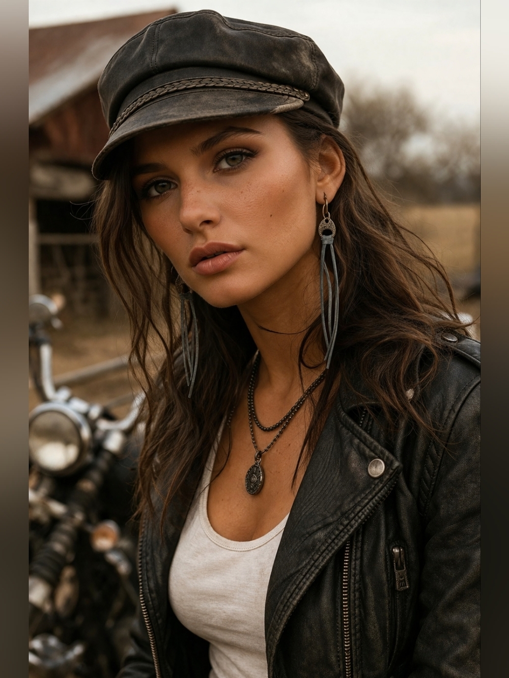 Keep It Gypsy Leather Tassels Dangle Earrings Smoke Grey Antiqued Hoops